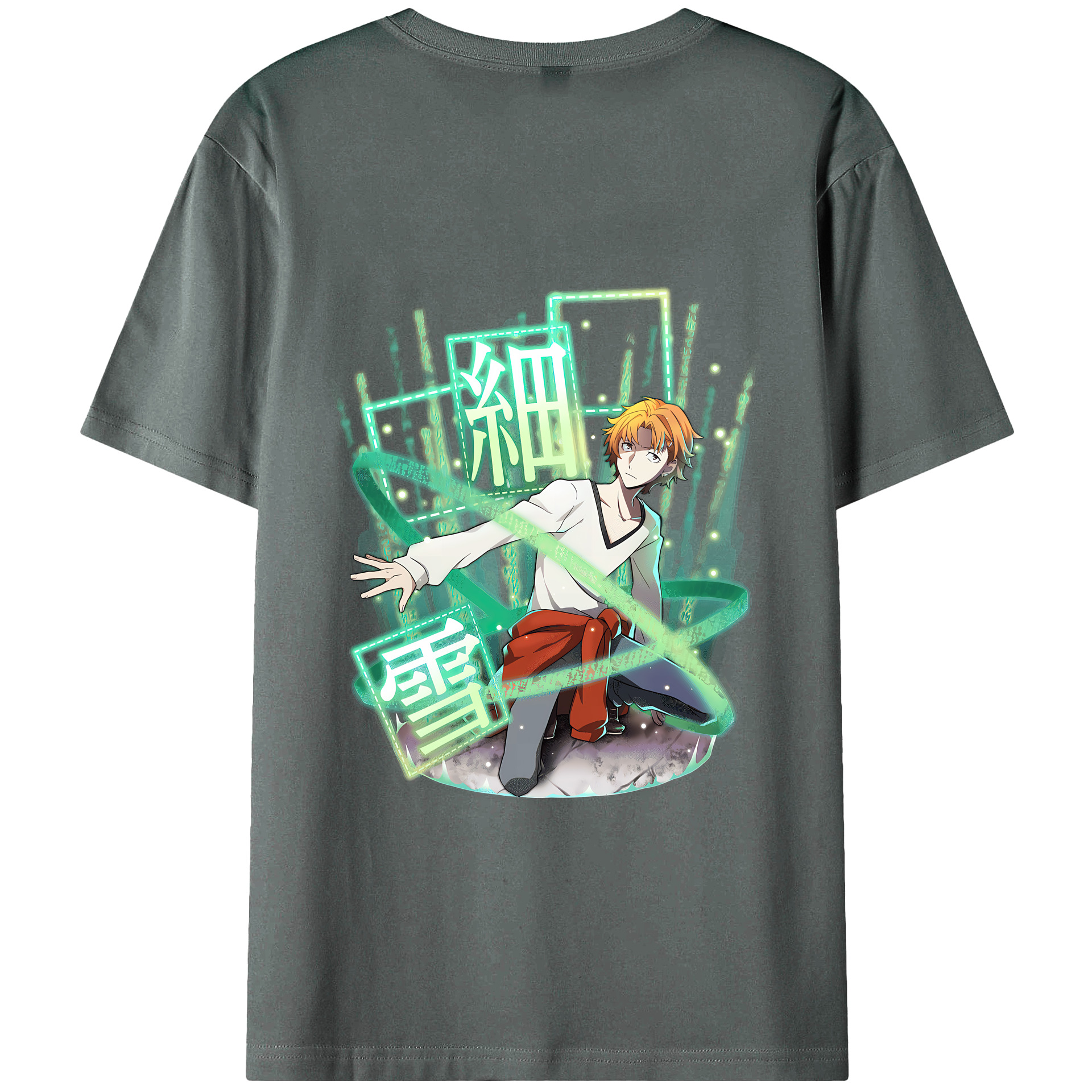 （画像用） 文豪ストレイドッグス Bungo Stray Dogs 綿100％ メンズ半袖Tシャツ（バックプリント） 通気性